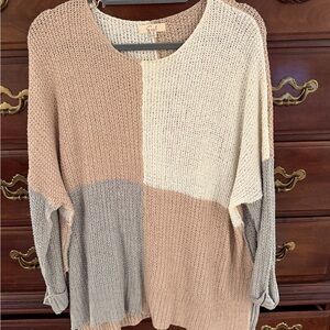 Easel Colorblock Sweater in Cream, Gray, and Tan